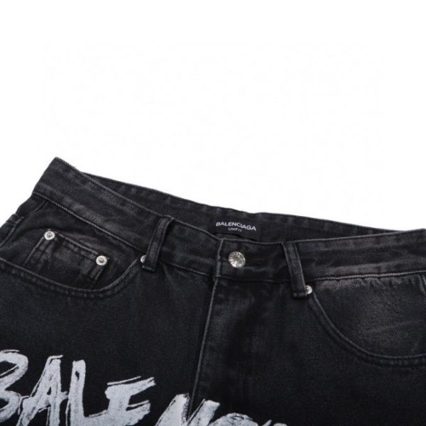 Jeans Balenciaga Paris Black Graphic Logo - Image 4