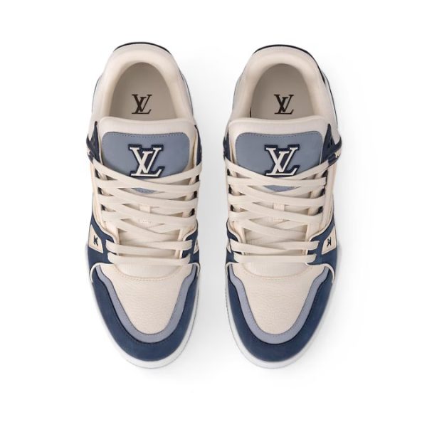 Louis Vuitton Trainer Navy Beige Mesh - Image 3
