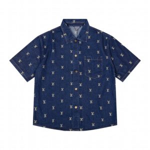 Denim Shirt Louis Vuitton LV Monogram Blue