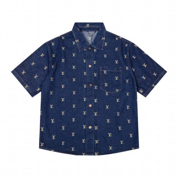 d101360_4152-1.jpg Denim Shirt Louis Vuitton LV Monogram Blue - Image 1
