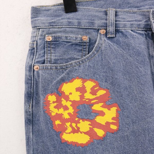 Denim Tears x Levi’s x Offset Floral Print Jeans Light Blue - Image 4