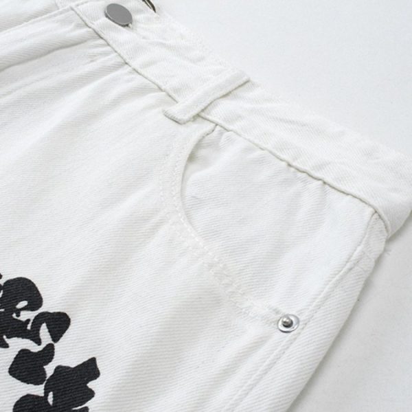 Jeans Denim Tears Floral Print White - Image 4