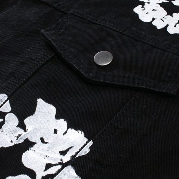 Denim Jacket Denim Tears Floral Print Black - Image 6