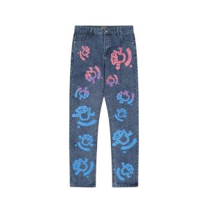 Jeans Denim Tears Multicolor Print Blue