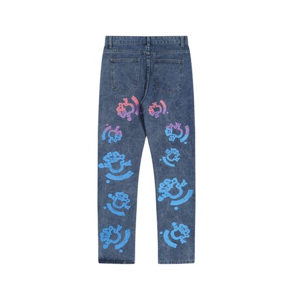 Jeans Denim Tears Multicolor Print Blue - Image 2