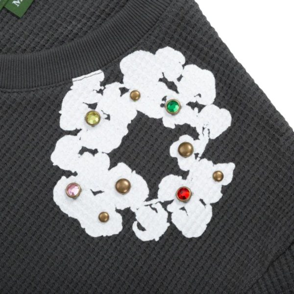 Denim Tears Rhinestone Cotton Wreath Thermal Vintage Black - Image 3