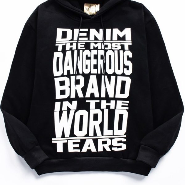 Hoodie Denim Tears Dangerous Brand Black White - Image 3