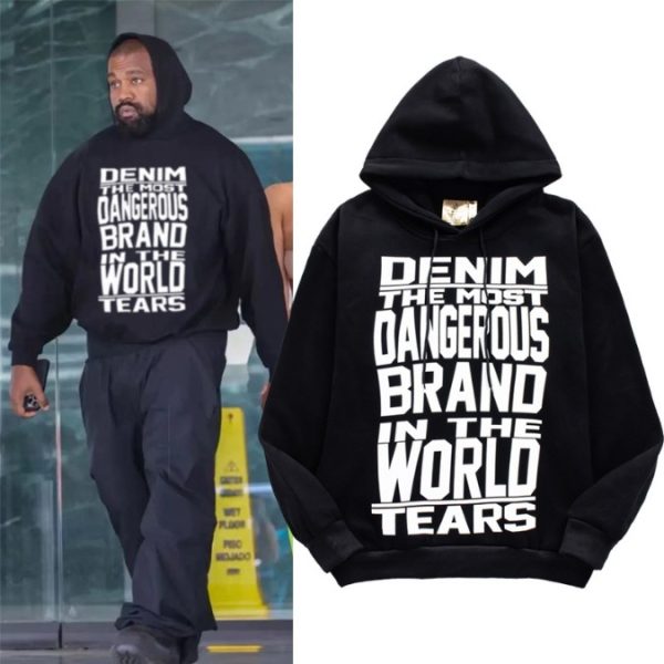 Hoodie Denim Tears Dangerous Brand Black White - Image 5