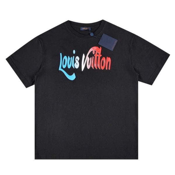 d103680_22453-1.jpg T-shirt Louis Vuitton Gradient Logo Black Red Blue - Image 1