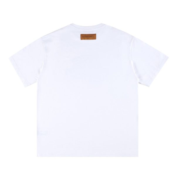 T-shirt Louis Vuitton Gradient Logo White Red Blue - Image 5