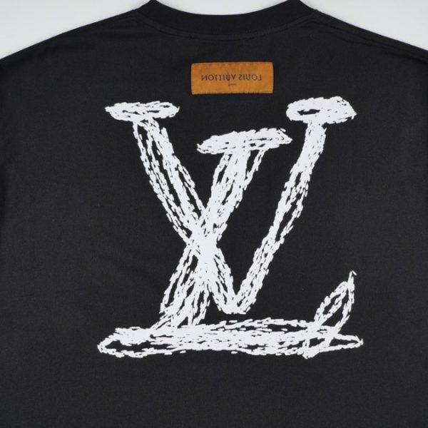 T-shirt Louis Vuitton White Sketch Logo Black - Image 4