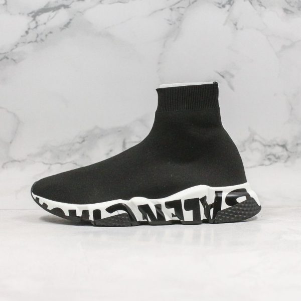 Balenciaga Speed Graffiti Trainer Black White - Image 2