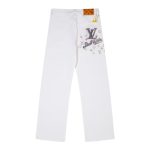 Jeans Louis Vuitton White Monogram Pocket Detailing LV003