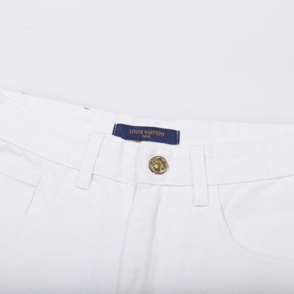 Jeans Louis Vuitton White Monogram Pocket Detailing LV003 - Image 3