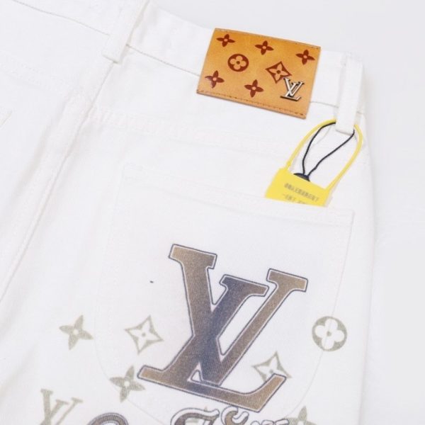 Jeans Louis Vuitton White Monogram Pocket Detailing LV003 - Image 4
