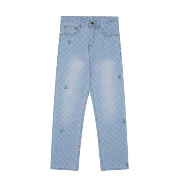 Jeans Louis Vuitton Monogram Light Wash Denim LV006 - Image 2