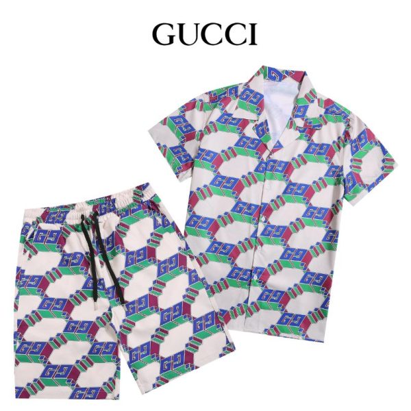 d104490_14060-1.jpg Set Gucci Multicolor GG Pattern Shirt and Shorts GC003 - Image 1