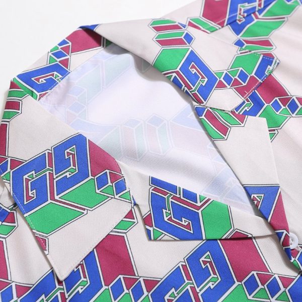 Set Gucci Multicolor GG Pattern Shirt and Shorts GC003 - Image 7
