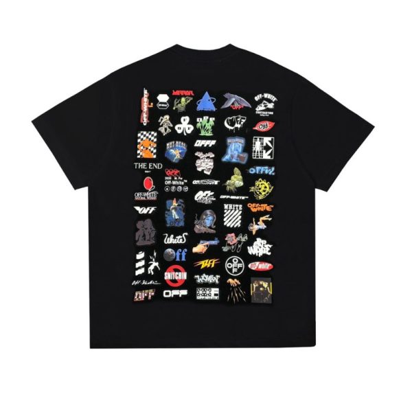 T-shirt Off-White Multi Logo Graphic Black Oversized OFF002 - Image 2