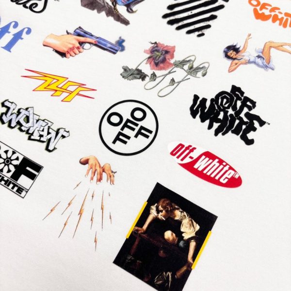 T-shirt Off-White Multi Logo Graphic White Oversized OFF003 - Image 4