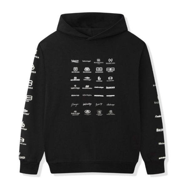 d104549_2365-1.jpg Balenciaga Multi-Logo Print Hoodie Black BL002 - Image 1