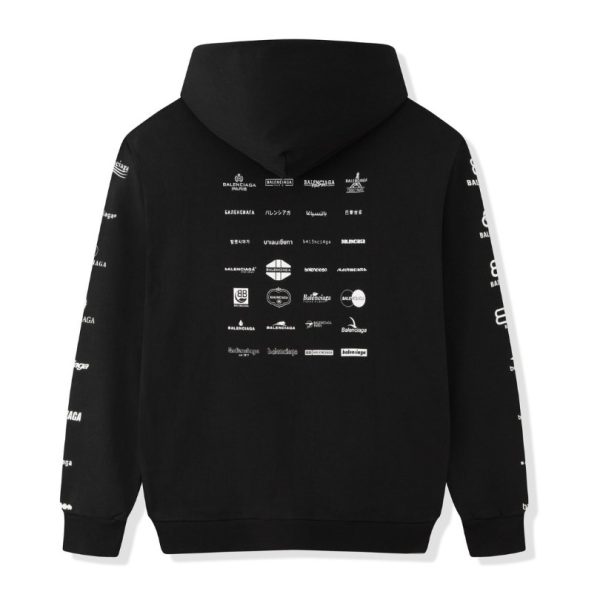 Balenciaga Multi-Logo Print Hoodie Black BL002 - Image 2
