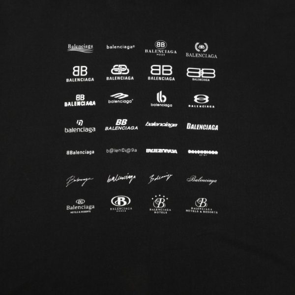 Balenciaga Multi-Logo Print Hoodie Black BL002 - Image 5