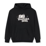 Balenciaga Paris Graffiti Logo Hoodie Black BL003