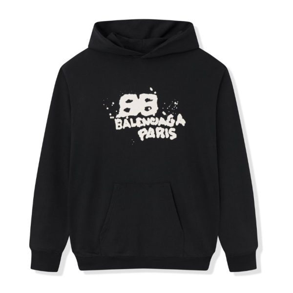 d104554_2392-1.jpg Balenciaga Paris Graffiti Logo Hoodie Black BL003 - Image 1