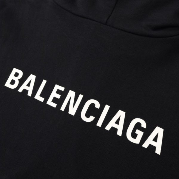 Balenciaga Classic Logo Hoodie Black BL008 - Image 4