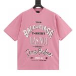 T-shirt Balenciaga Graphic Slogan Distressed Pink BL009