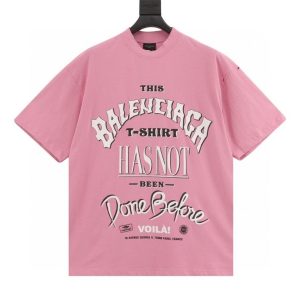 T-shirt Balenciaga Graphic Slogan Distressed Pink BL009