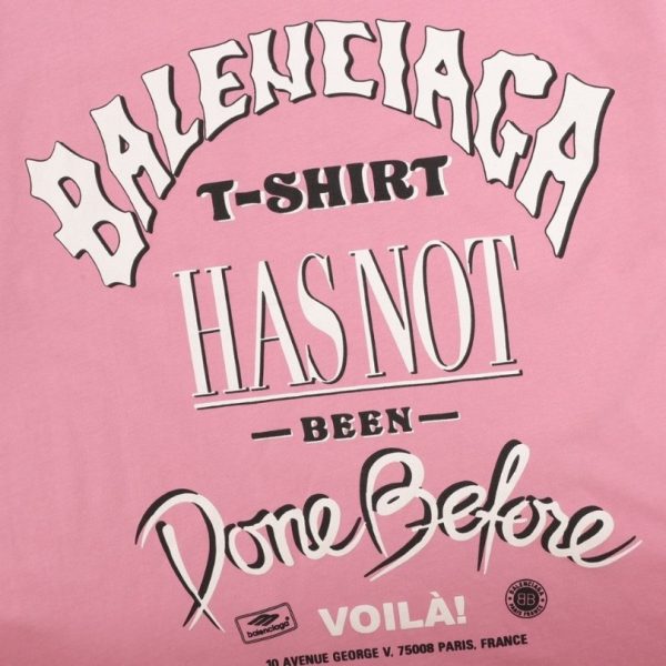 T-shirt Balenciaga Graphic Slogan Distressed Pink BL009 - Image 3