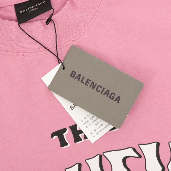 T-shirt Balenciaga Graphic Slogan Distressed Pink BL009 - Image 5
