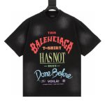 T-shirt Balenciaga Graphic Slogan Distressed Black BL010