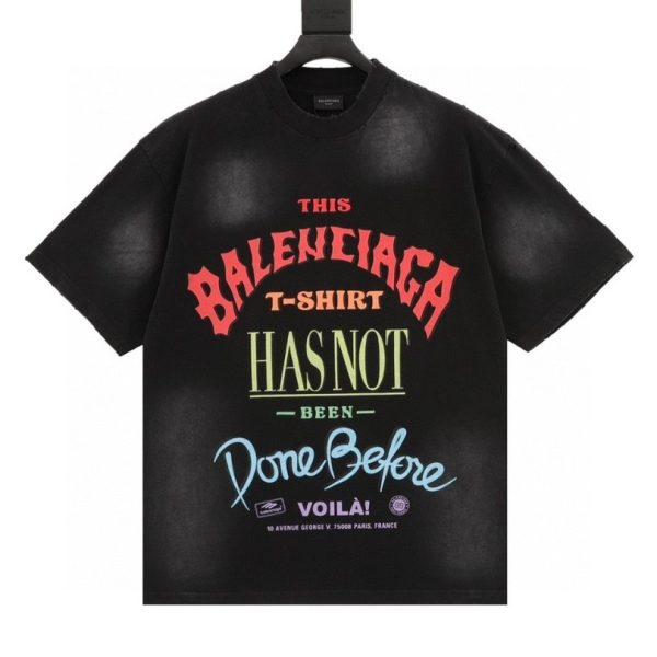 d104592_19692-1.jpg T-shirt Balenciaga Graphic Slogan Distressed Black BL010 - Image 1