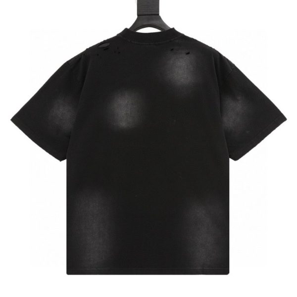 T-shirt Balenciaga Graphic Slogan Distressed Black BL010 - Image 2