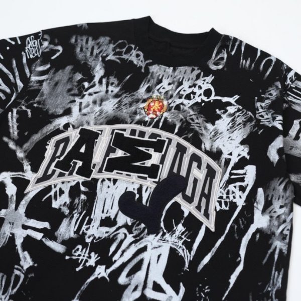 T-shirt Balenciaga Graffiti Black Oversized BL014 - Image 3