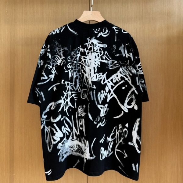 T-shirt Balenciaga Graffiti Black Oversized BL014 - Image 7