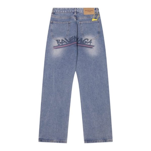 Jeans Balenciaga Logo Vintage Blue BL018 - Image 2