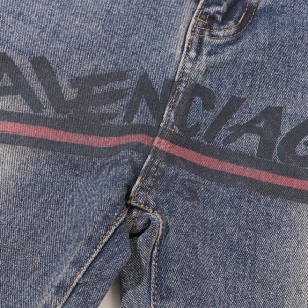 Jeans Balenciaga Logo Vintage Blue BL018 - Image 3