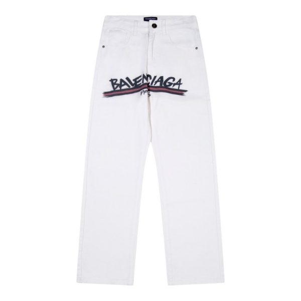 d104635_9347-1.jpg Jeans Balenciaga Logo Vintage White BL019 - Image 1