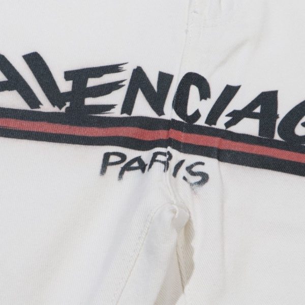 Jeans Balenciaga Logo Vintage White BL019 - Image 4