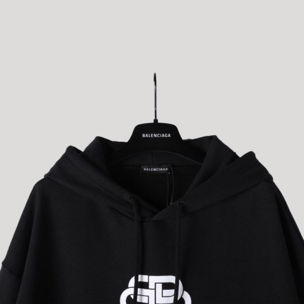Balenciaga Classic Logo Hoodie Black BL021 - Image 5
