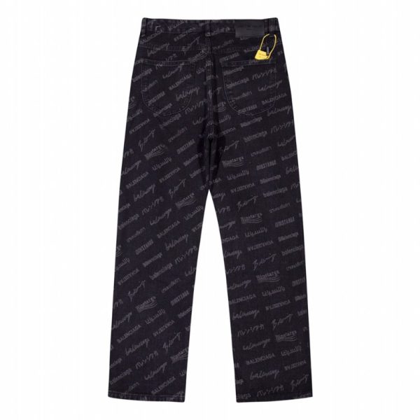Jeans Balenciaga Signature Print Black BL028 - Image 2