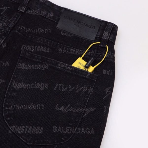 Jeans Balenciaga Signature Print Black BL028 - Image 4