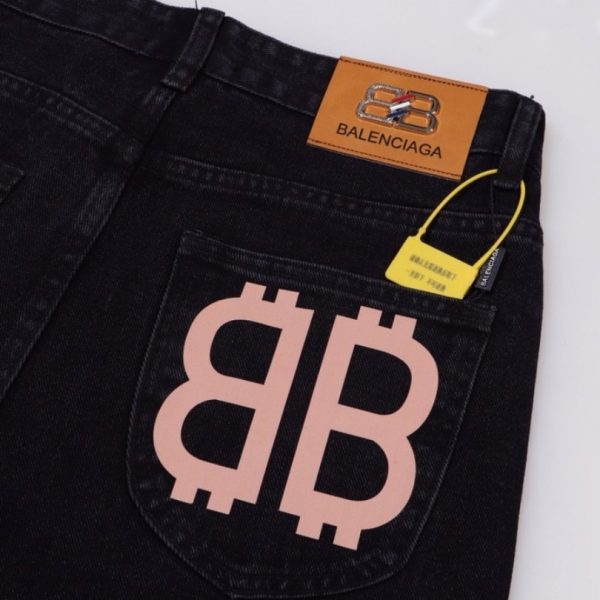 Jeans Balenciaga BB Logo Black BL029 - Image 4