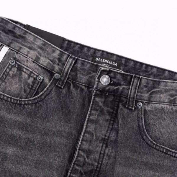 Jeans Balenciaga Striped Black Washed Denim BL032 - Image 3