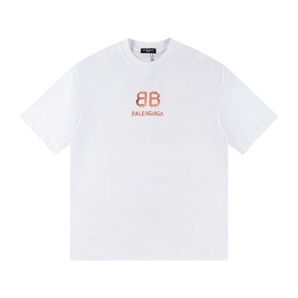 d104744_19572-1.jpg T-shirt Balenciaga BB Gothic Print White BL035 - Image 1