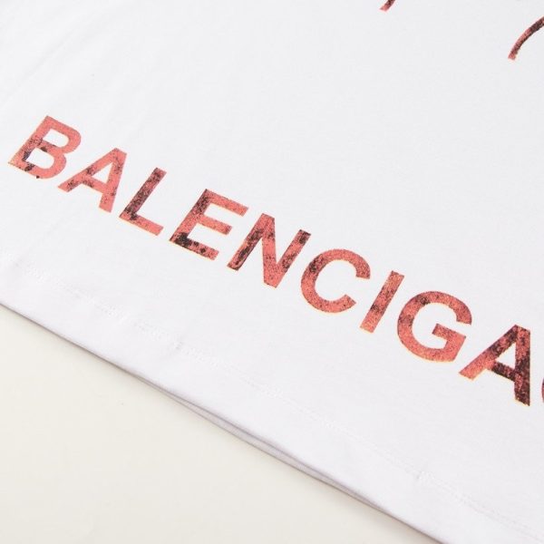 T-shirt Balenciaga BB Gothic Print White BL035 - Image 3
